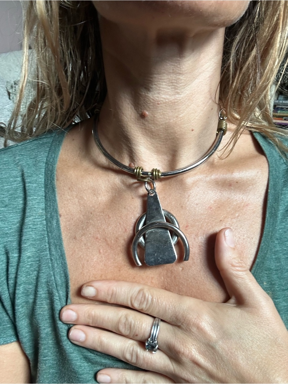 Silver-Tone Statement Pendant Collar Necklace - Women's Jewelry